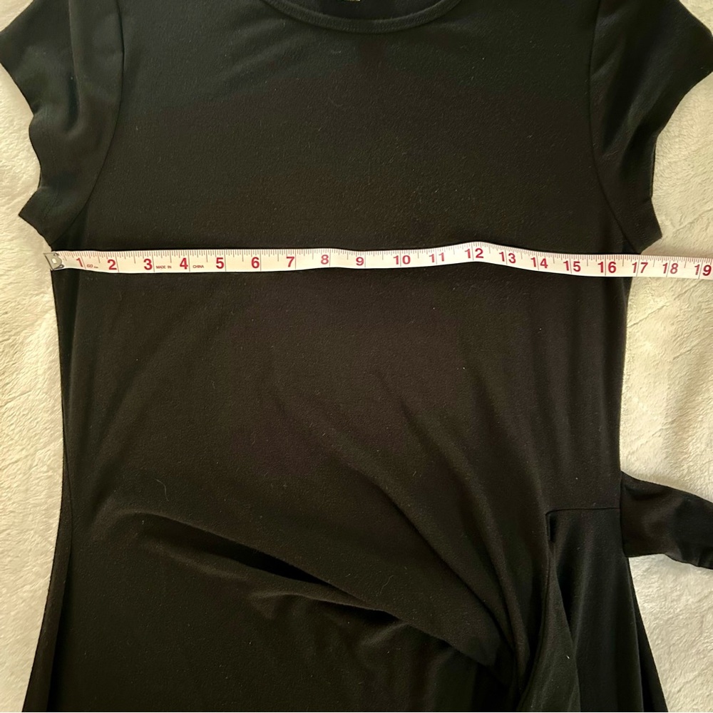 Magaschoni Knit Short Sleeve Midi Dress with Side Tie Waist Black size Large - Picture 5 of 10